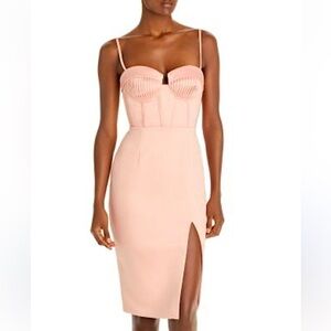 NEW Lavish Alice pleated corset midi dress peach size 4